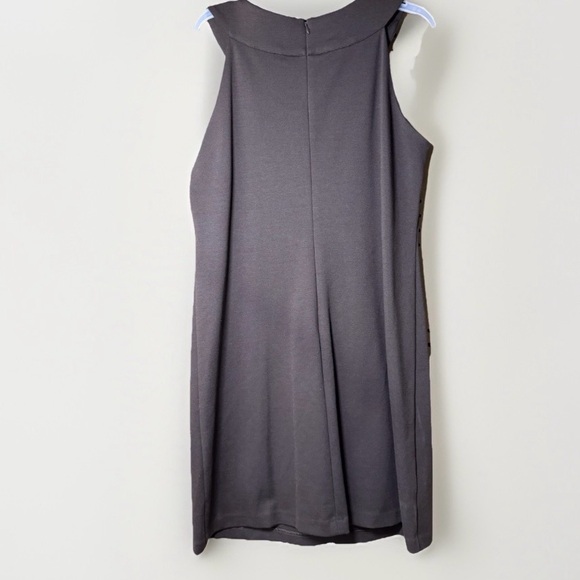 Michael Kors Chocolate Stretch Ponte Sleeveless Dress Gold Beads Size 10 NWT - Picture 2 of 7